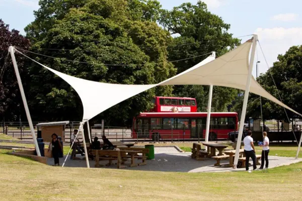 ShadeCo India architectural tensile structure, a durable and innovative canopy offering customizable shade for residential or commercial spaces.