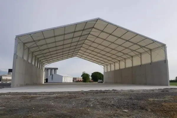 ShadeCo commercial shade structure, a durable tensile canopy for event tents or car parking, enhancing business spaces with stylish functionality.