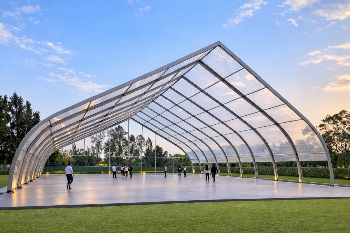 HAluminium hangar tent with transparent roof sheet and clear span structure for large covered spaces