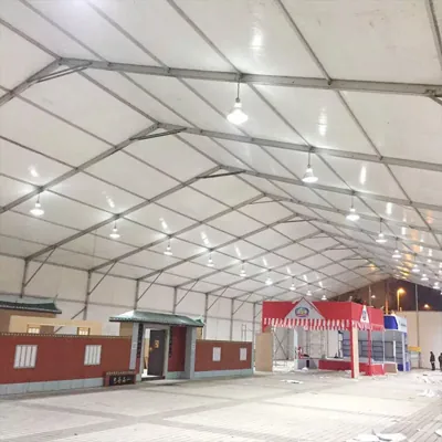 Industrial warehouse building tent with aluminium structure for storage, logistics and manufacturing facilities