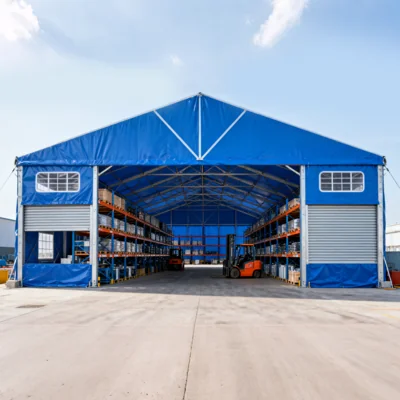 Temporary aluminium hangar tent structure for rapid deployment industrial and aviation projects