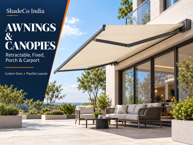 ShadeCo India Awnings and Canopies with a retractable patio awning