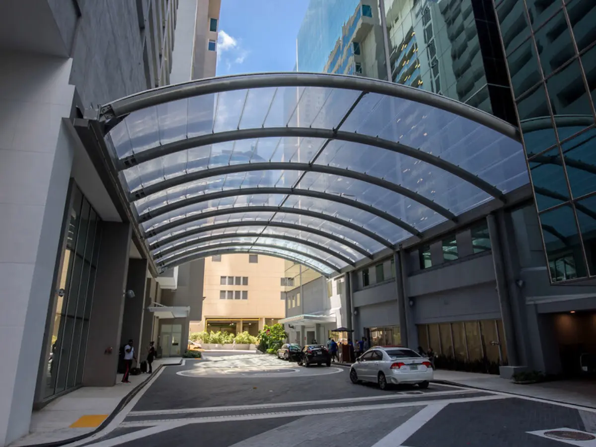 ETFE ethylene tetrafluoroethylene transparent roofing membrane used in stadium and skylight structures