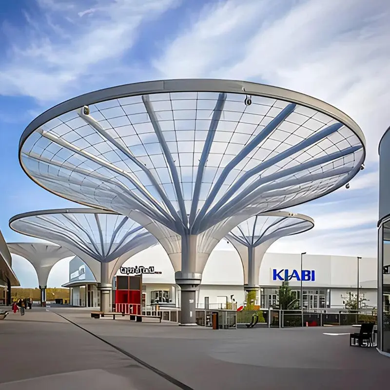 transparent ETFE membrane roof structure providing natural daylight roofing