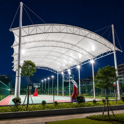 Basketball court shade structure designed for outdoor sports facilities