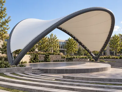 Amphitheater shade structures by ShadeCo India for open-air seating cultural venues and event spaces