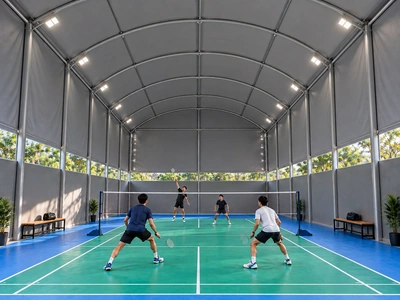 Badminton court shades by ShadeCo India for sports courts schools academies clubs and outdoor play areas