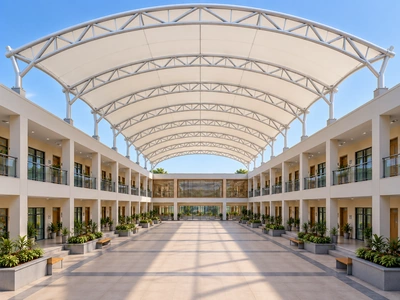 Courtyard tensile structures by ShadeCo India for shaded open courtyards hotels homes and commercial spaces