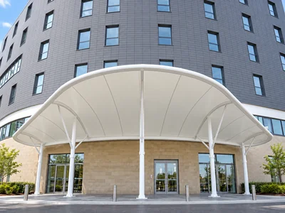 Entrance canopy by ShadeCo India for building entrances offices hotels showrooms and commercial spaces