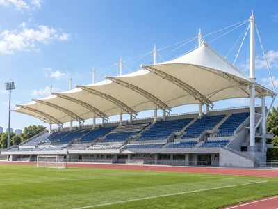 Stadium tensile structures by ShadeCo India for sports arenas spectator shade and large stadium roofing
