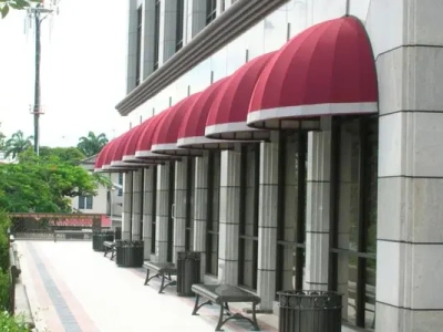 Window awnings by ShadeCo India for homes shops balconies offices cafes and commercial buildings
