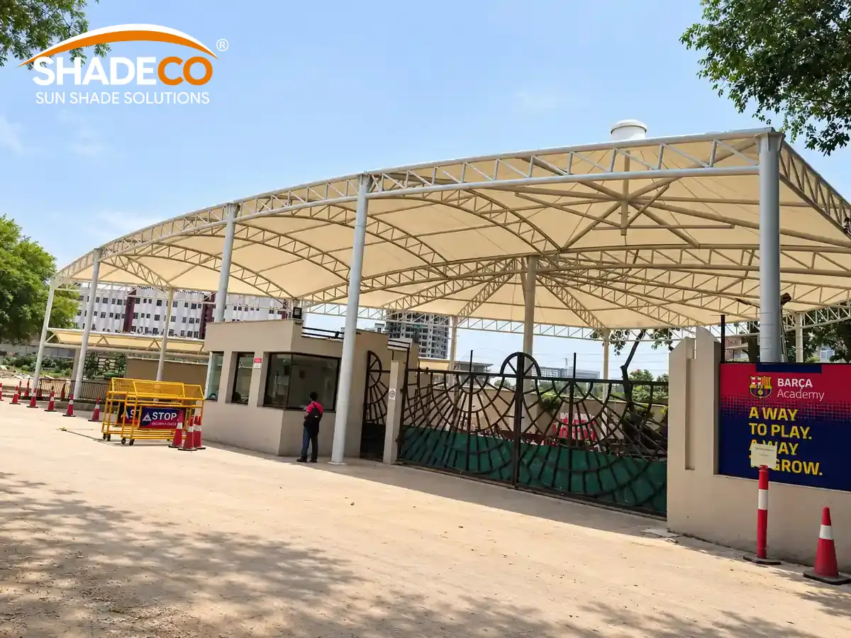 Tensile roof structure at Heritage Public School, Gurugram by ShadeCo India