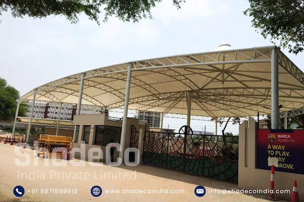 Entrance shade structure installation at Heritage Public School Gurugram