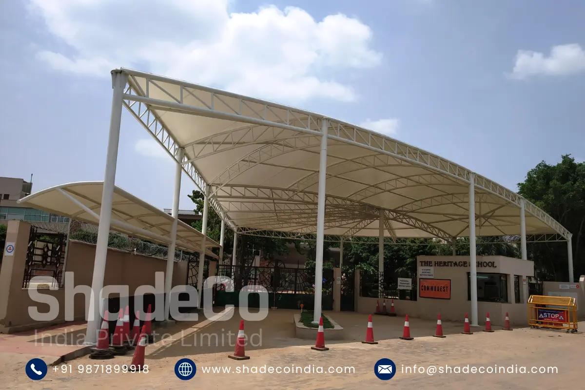 Front view of shade structure at Heritage School Gurugram