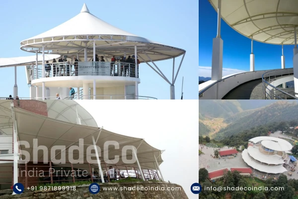 Overview of fabric shade structure in Kathmandu resort