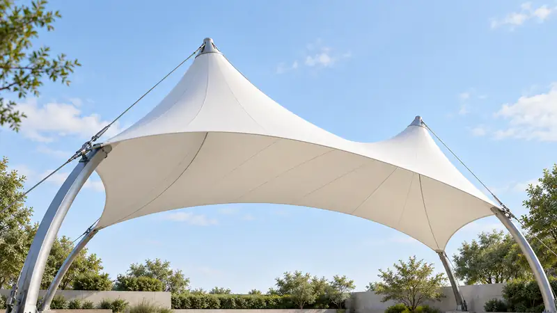 Tensile canopy illustration used as a project video cover